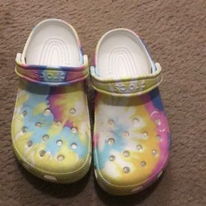 Pastel tie dye Crocs